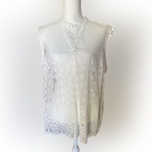 Cabi #5201 White Prudence Lace Top Size XL.